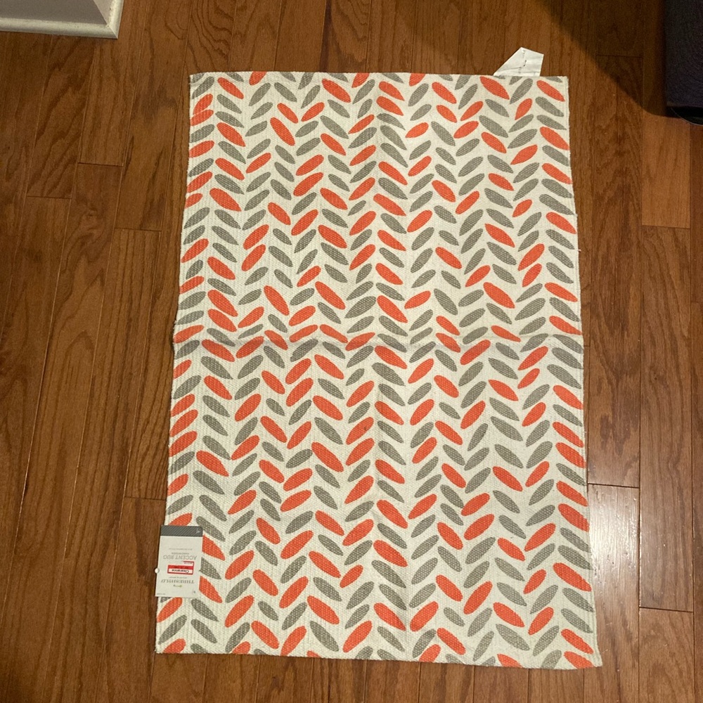 Set of 2 Threshold orange and gray area rugs NWT